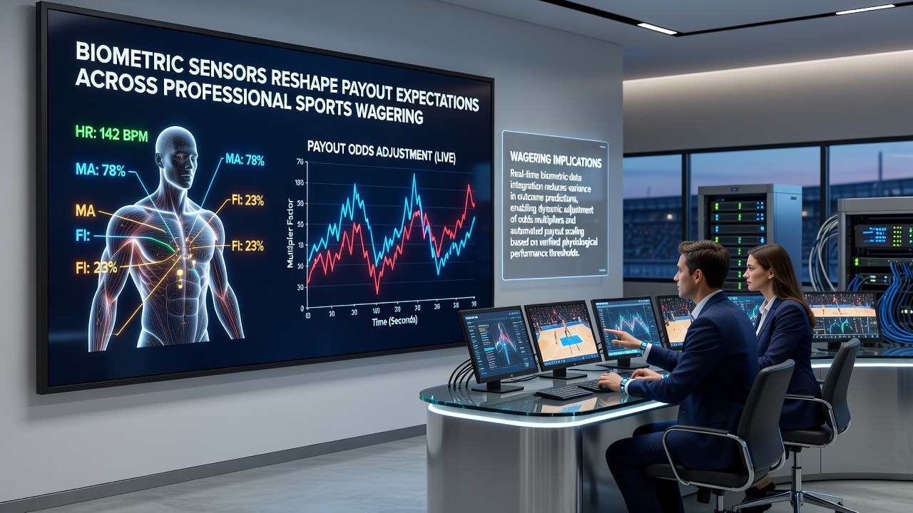 Data analytics dashboard showing biometric inputs affecting sports betting odds