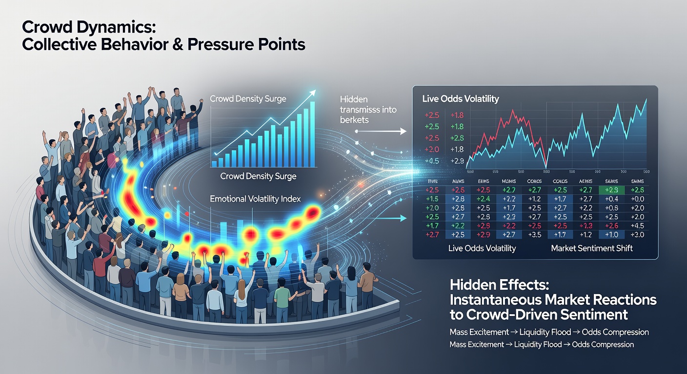 Live betting interface showing rapid odds changes during a crowded stadium event