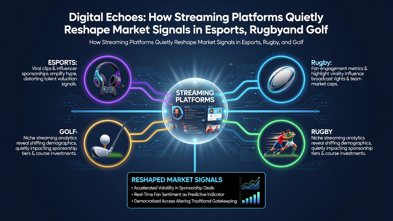 Analytics overlay displaying audience retention curves during a professional golf tournament broadcast