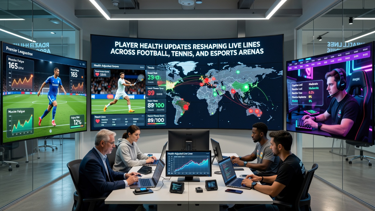 Medical teams and analysts reviewing player condition reports that affect esports and tennis live betting markets