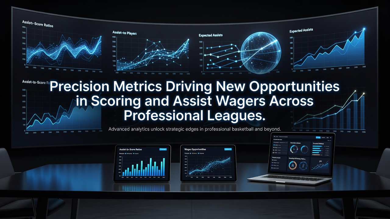 Advanced analytics dashboards displaying player scoring and assist metrics across basketball and soccer leagues