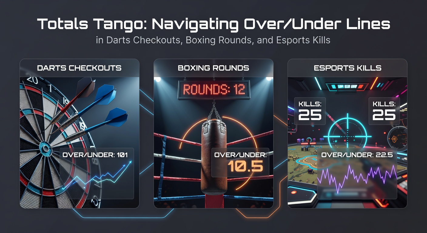 Dynamic split image showing a darts player lining up a crucial checkout, a boxer landing a punch mid-round, and an esports player racking up kills on screen